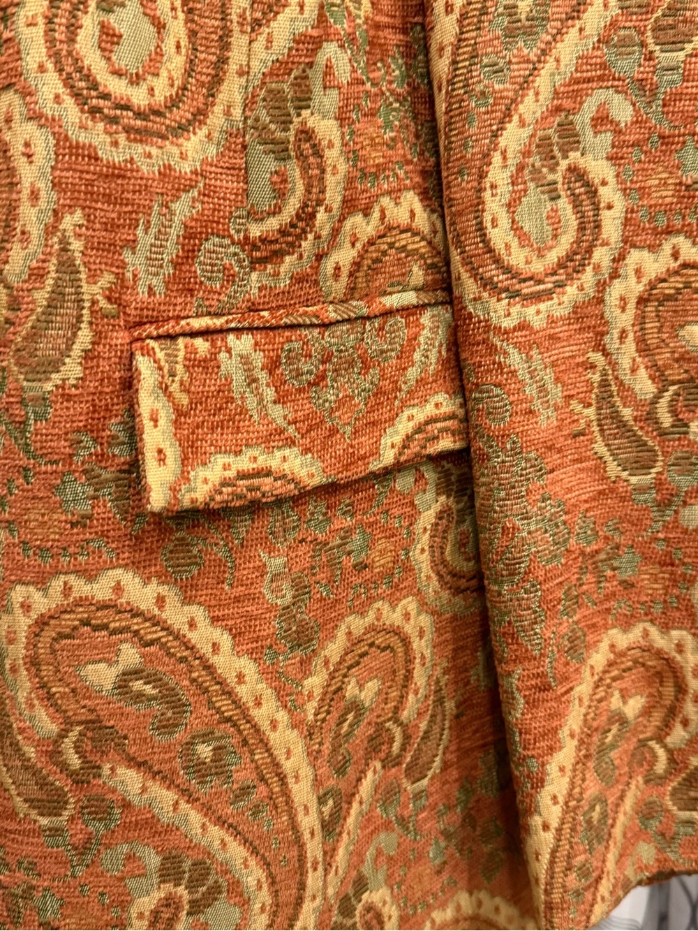 Focus 2000 Rust Multi Color Paisley Long Coat Suit - Picture 2 of 5